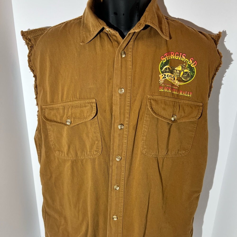 Vintage Sturgis South Dakota Sleeveless Button-Down Shirt